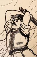 Jeney Jenő (1874-1942): Tettenérés. Vegyes technika, papír, jelzett, apró szakadások, 37×30 cm