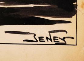 Jeney Jenő (1874-1942): Tettenérés. Vegyes technika, papír, jelzett, apró szakadások, 37×30 cm