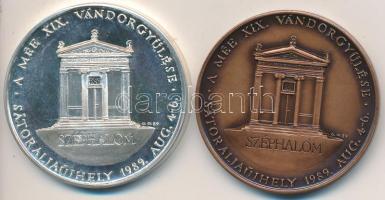 Gáti Gábor / Szabó Géza (1939-) 1989. "MÉE XVIII. Vándorgyűlése Sátoraljaújhely / Kazinczy Ferenc" Ag (35,27g/0.835/42,5mm) és Br emlékérem (42,5mm) T:PP,1