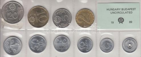 1989. 2f-20Ft 10db klf érmés forgalmi sor fóliatokban T:1