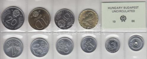 1986. 2f-20Ft 10db klf érmés forgalmi sor fóliatokban T:1