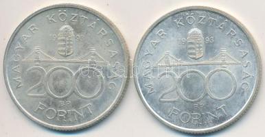 1993. 200Ft Ag "MNB" (2x) T:2 Adamo F13