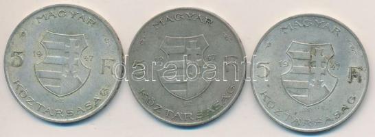 1947. 5Ft Ag "Kossuth" (3x) T:2-,3 Adamo F8.1
