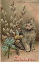 Easter, Cat Emb. litho