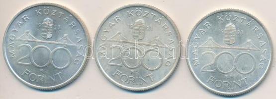 1993. 200Ft Ag "MNB" (3x) T:2 Adamo F13