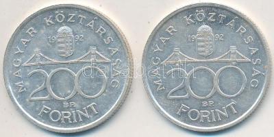 1992. 200Ft Ag "MNB" (2x) T:2 Adamo F13