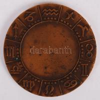 Kiss Nagy András (1930-1997): Horoszkóp. Bronz plakett, két oldalas, jelzett, d:6 cm