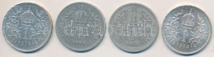 Ausztria 1899-1915. 1K (4x) T:2,3 Austria 1899-1915. 1 Corona (4x) C:XF,F