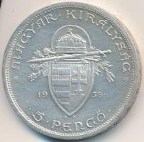 1938. 5P Ag "Szent István" T:2- Adamo P8.1