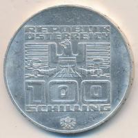 Ausztria 1976. 100Sch Ag "Innsbruck - XII. téli olimpia / Lesikló sánc" T:2 Austria 1976. 100 Schilling Ag "Winter Olympics Innsbruck / Ski take-off ramp" C:XF