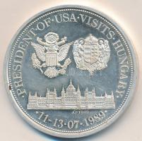 Bognár György (1944-) 1989. "George Bush látogatása Magyarországon" Ag emlékérem (31.3g/0.999/42mm) T:PP felületi karc