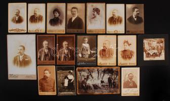 cca 1850-1900 18 db keményhátú portréfotó, 6x10 és 10x16 cm közötti méretekben