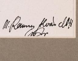 3 db grafika
Olvashatatlan jelzéssel:Alvás előtt. Ceruza, papír, paszpartuban, 20×13 cm
Olvashatatla...