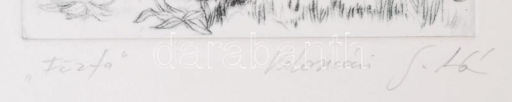 Kolozsvári G. Miklós (1950-): Fűzfa. Rézkarc, papír, jelzett, 24×10 cm