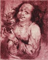 Kolozsvári G. Miklós (1950-): Kertész. Rézkarc, papír, jelzett, 12×10 cm