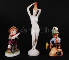 Figurális porcelán tétel, jelzés nélkül, hibátlanok, összesen:3 db