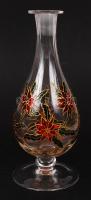 Festett virágmintás borosüveg, dugó hiányzik, a festés szignózott, hibátlan, m: 30 cm