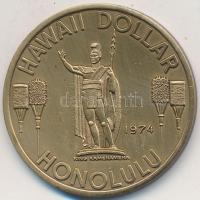 Amerikai Egyesült Államok 1974 "Hawaii Dollar - Kamehameha" fém emlékdollár T:1- 
USA 1974...
