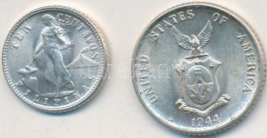 Fülöp Szigetek/Amerikai Egyesült Államok Közigazgatás 1944D 10c Ag + 20c Ag T:2
Philippines / UNITED...