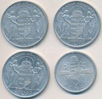 1943. 5P Al "Horthy Miklós születésének 75. évfordulója" (3x) + 1945. 5P Al "Parlament" T:2
