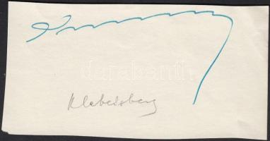 Klebelsberg Kuno (1875-1932) vallás- és közoktatásügyi miniszter aláírása papírkivágáson