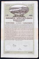 1918. "Budapest Székesfőváros" kötelezvénye 1000K-ról magyar és német nyelven szelvényekkel, bélyegzéssel T:II (hajtatlan)