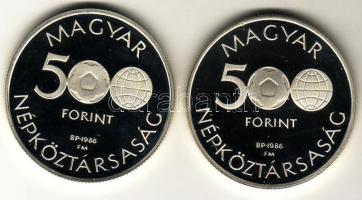 1986. 500Ft Ag pár, 2 klf db "Labdarúgó VB" T:PP
