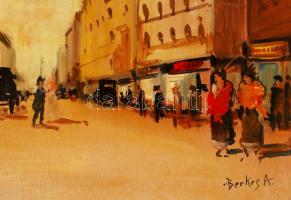 Berkes jelzéssel: Utcakép. Olaj, farost, 53×46 cm