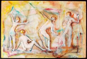 TM jelzéssel: Alakok. Olaj, farost, 40×60 cm