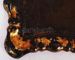 Antik fém tálca, kopott állapotban, 21×32 cm