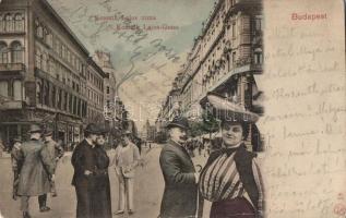 Budapest V. Kossuth Lajos utca, Berényi és Frankl divatáruháza, kollázs (fa)