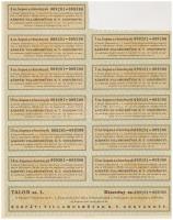 Ungvár 1940. "Kárpáti Villamosművek R.T. Ungvárott" részvénye 3500P-ről szelvényekkel T:I-