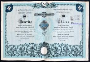 Budapest 1941. "Salgó-Tarjáni Kőszénbánya Részvény-Társulat" 10 részvénye összesen 300P-ről bélyegzéssel, szelvényekkel T:III