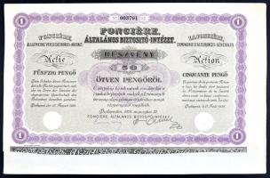 Budapest 1926. "FONCIÉRE Általános Biztosító-Intézet" Részvénye 50P-ről, magyar, német és francia nyelven T:I-