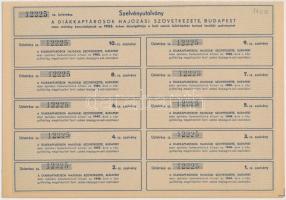 Budapest 1943. "Diákkaptárosok Hajózási Szövetkezete" üzletrészjegye 5P-ről szelvényekkel ...