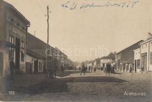 1918 Aleksinac, street view with shops. photo