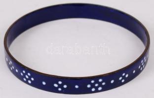 Zománcozott kék karkötő, apró fehér díszítéssel, d: 7 cm / bracelet