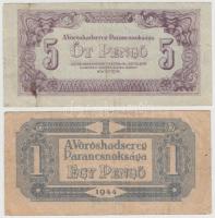 1944. 1P + 5P + 20P + 50P + 100P mindegyik "Vöröshadsereg Parancsnoksága" T:vegyes