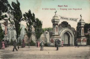 Budapest XIV. Angol Park, a kelet kapuja 'Néger-falu' (EK)