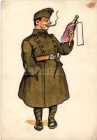 Soldier with bottle of wine, Katona egy üveg borral