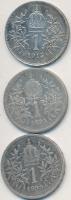 Ausztria 1895-1915. 1K Ag (3x) T:2-,3  Austria 1895-1915. 1 Corona Ag (3x) C:VF,F