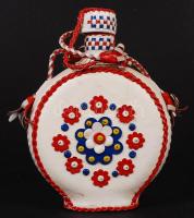 Csikóbőrös üveg kulacs, m:17 cm