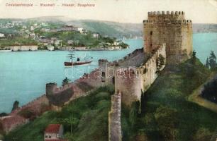 Constantinople, Roumeli Hissar, Bosporus / castle, steamship (b)