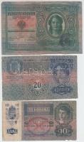 1912. 100K román felülbélyegzéssel + 1913. 20K I. kiadás, felülbélyegzés nélkül + 1915. 10K felülbélyegzés nélkül T:III,IV