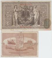 Német Birodalom/Császárság 1910. 1000M hétjegyű sorszám, piros pecsét + Német Birodalom / Weimari Kö...