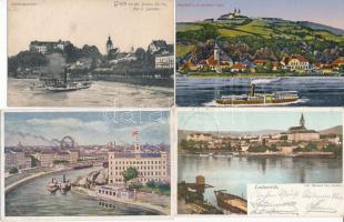 36 db RÉGI külföldi városképes lap hajó motívummal, köztük egy 1899-ból, vegyes minőségű / 36 old foreign postcards, ships, mixed quality
