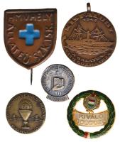 5db klf jelvény és emlékérem, közte DN "Kisfaludy - a Balaton első gőzhajója - MHRT Hévíz" Br emlékérem (30mm) T:vegyes