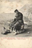 Georgian bagpipe player, Caucasian folklore (fl)