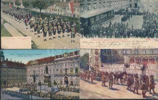 4 db RÉGI osztrák felvonulásos városképes lap; Vienna, Matrei in Osttirol / 4 old Austrian procession town-view postcards; Vienna, Matrei in Osttirol
