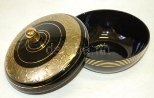 Villeroy és Boch fekete- arany festett üveg bonbonier kis hibával /
Villeroy and Boch painted glass ...
